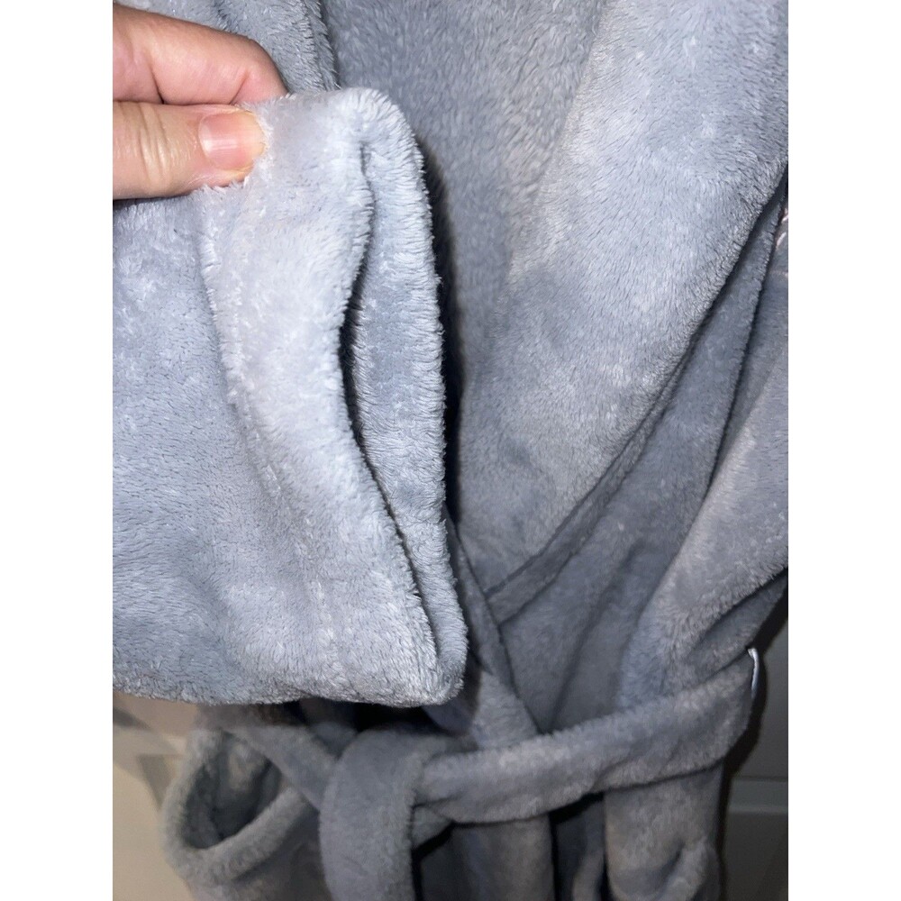 Victorias Secret Bath Robe Womens Sz M/L Blue Plush Cozy Lounge Warm Tie Front - Picture 5 of 12